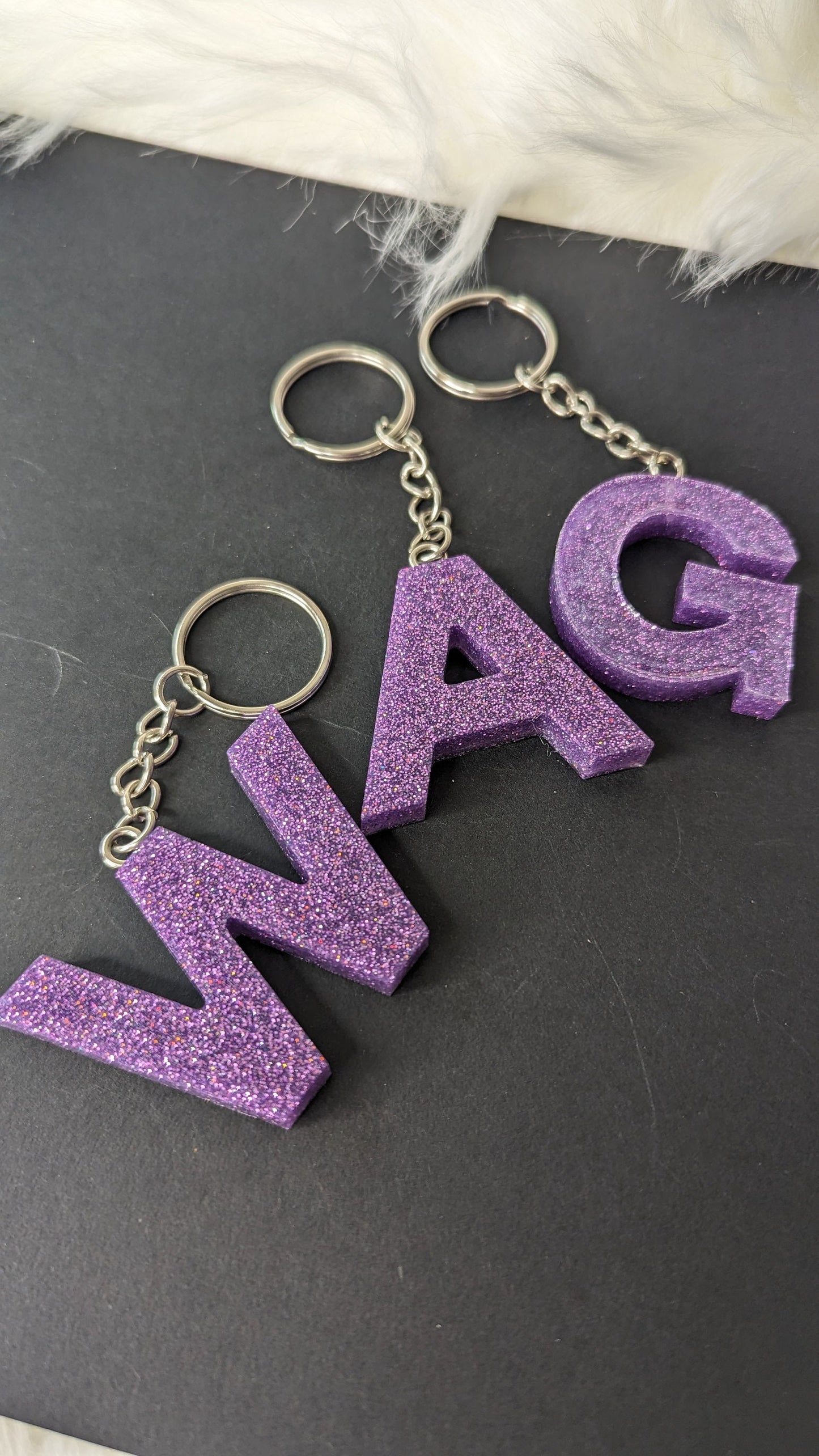 Lavender Letter Keychain