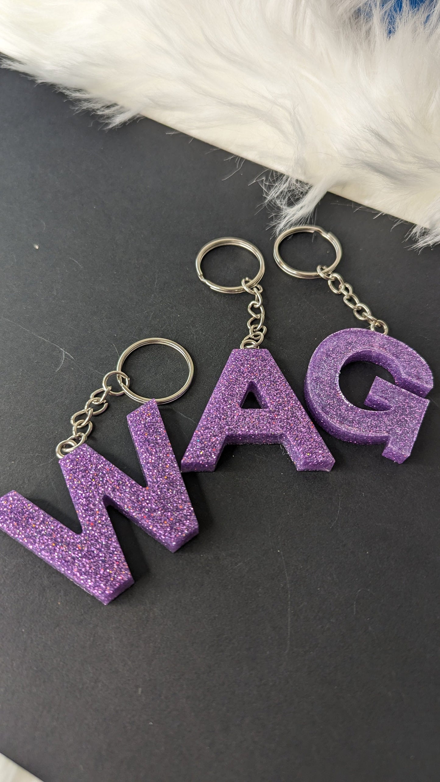Lavender Letter Keychain
