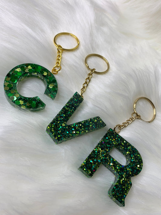 Chunky Green Letter Keychain