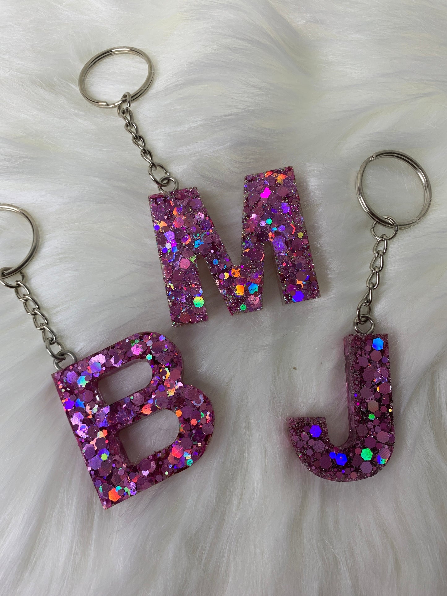 Chunky Pink Letter Keychain