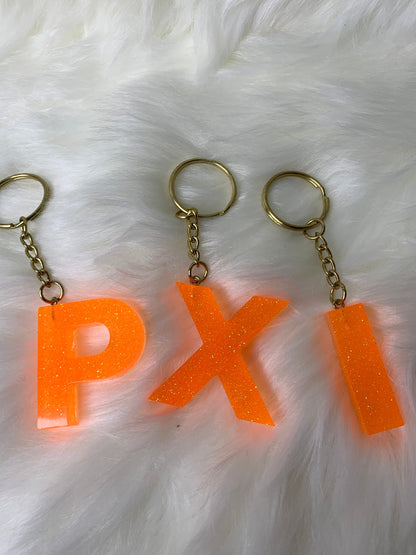 Neon Orange Letter Keychain