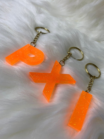 Neon Orange Letter Keychain