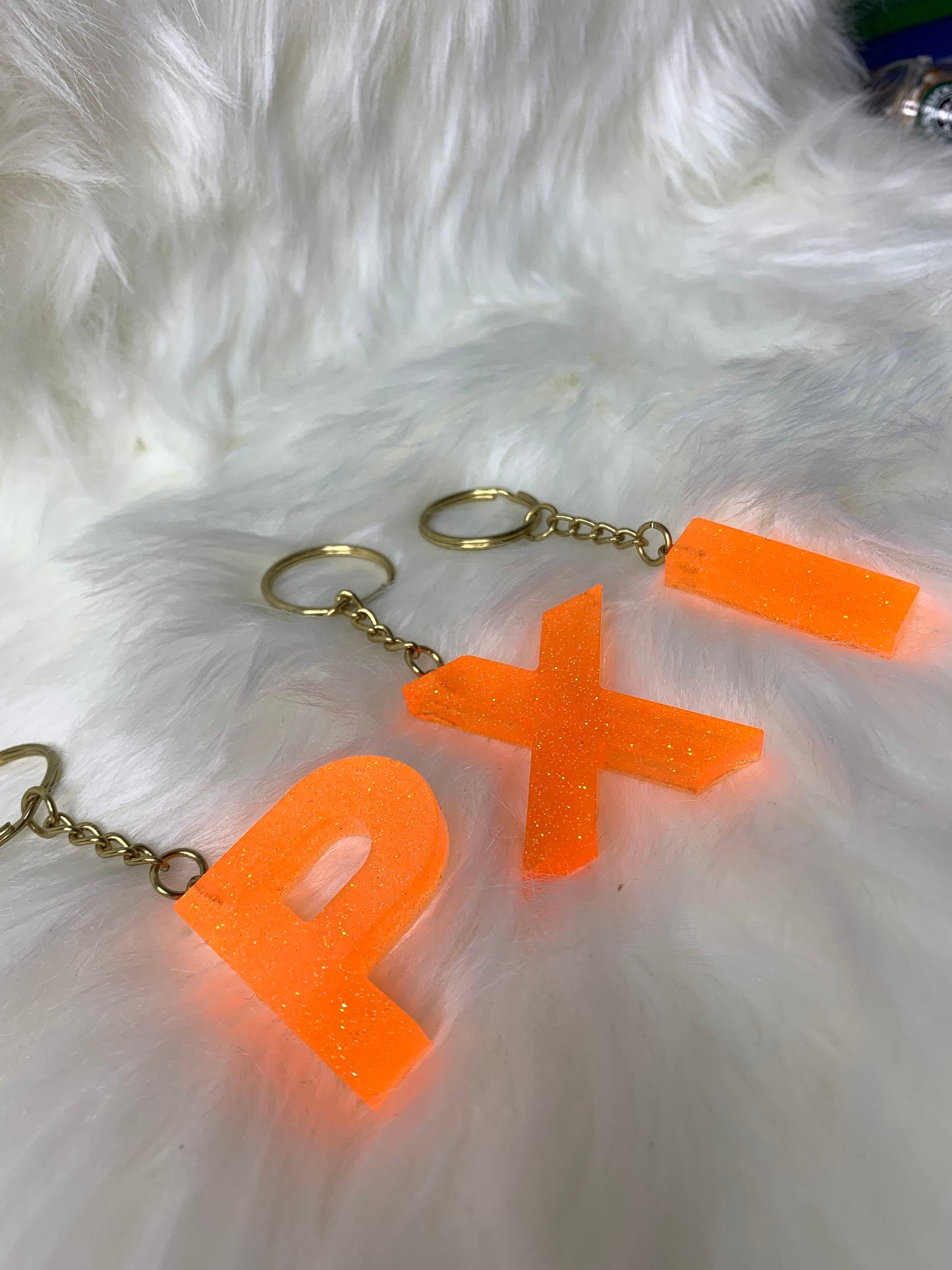 Neon Orange Letter Keychain