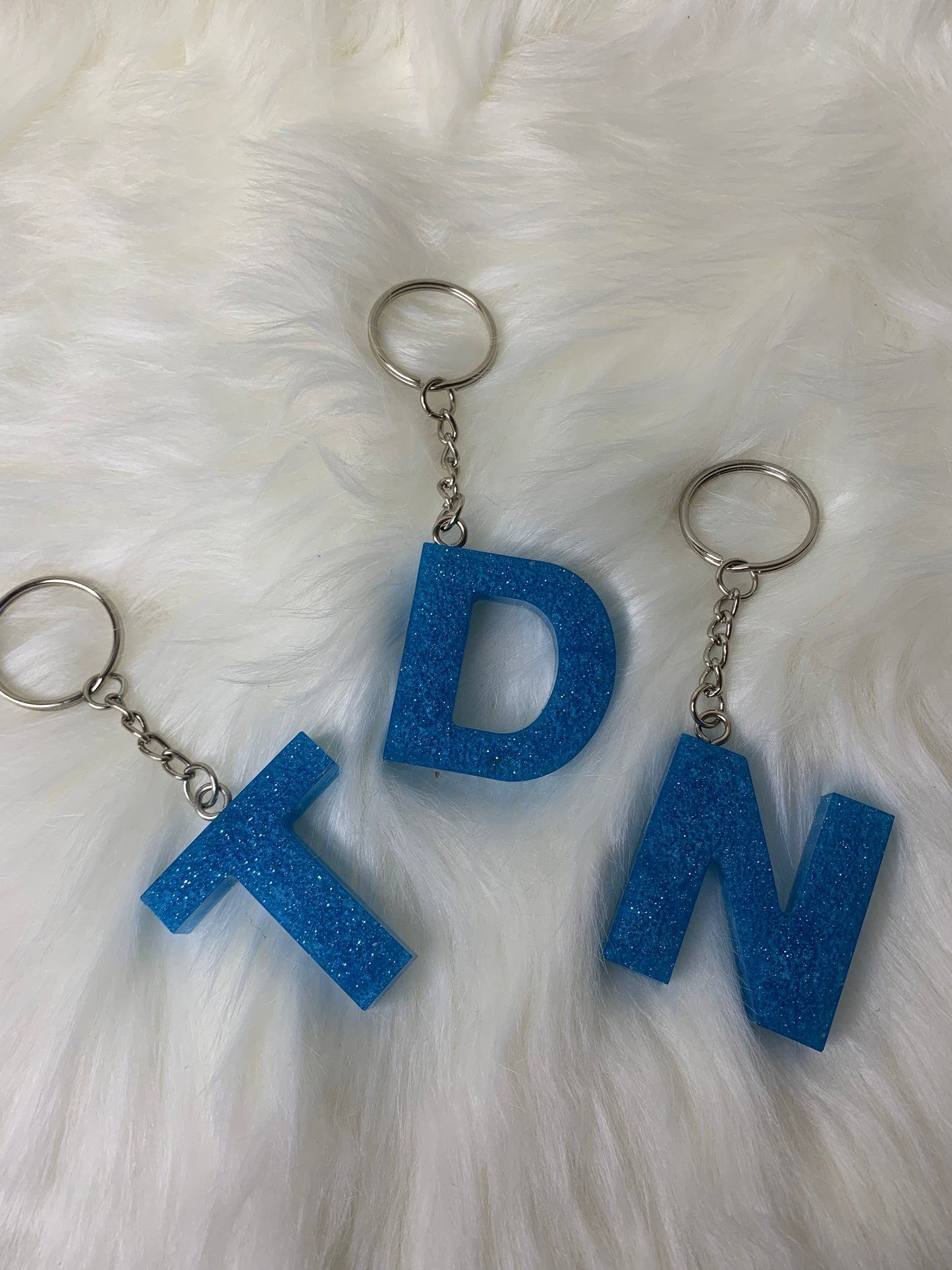 Light Blue Letter Keychain