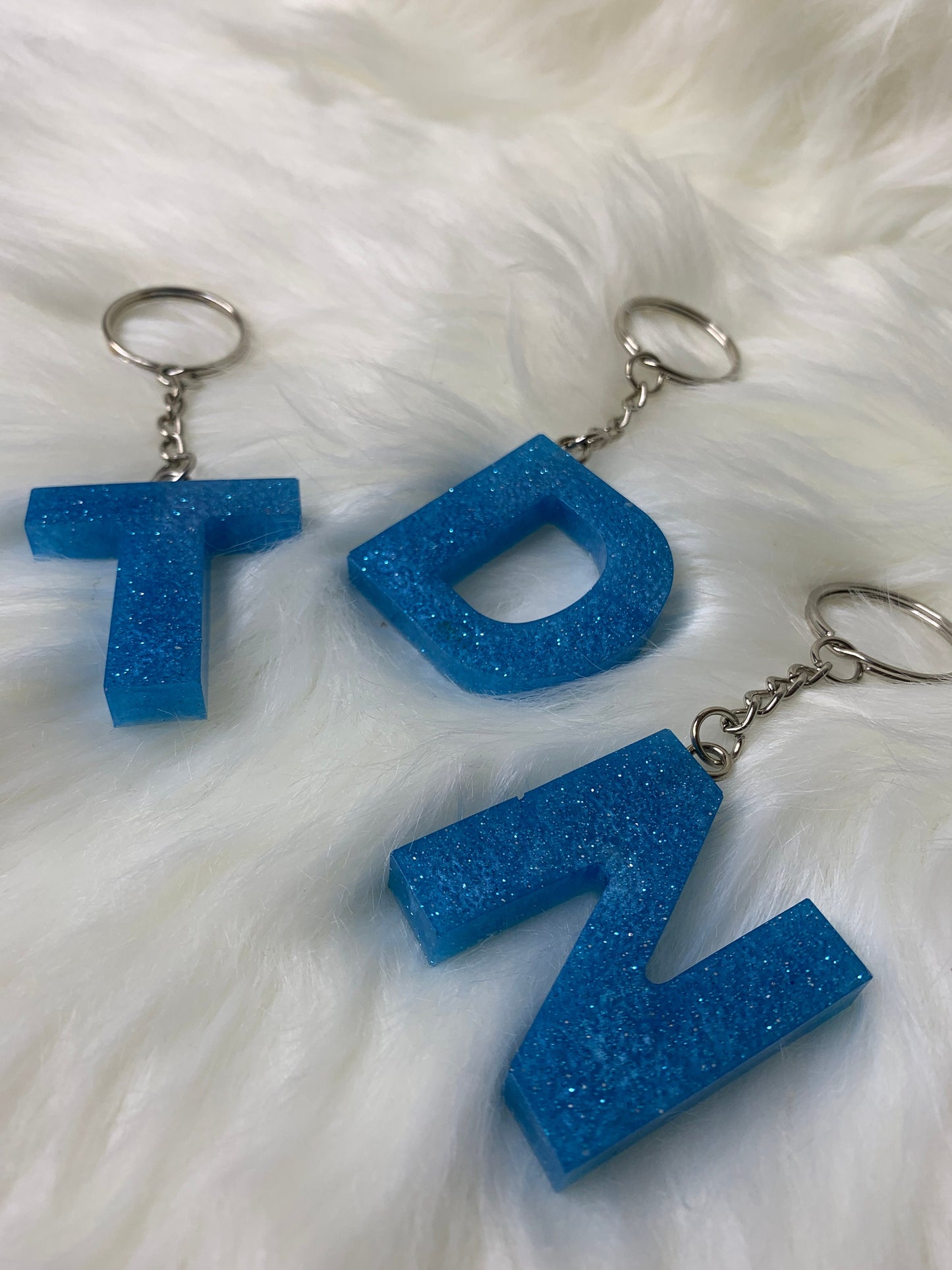 Light Blue Letter Keychain