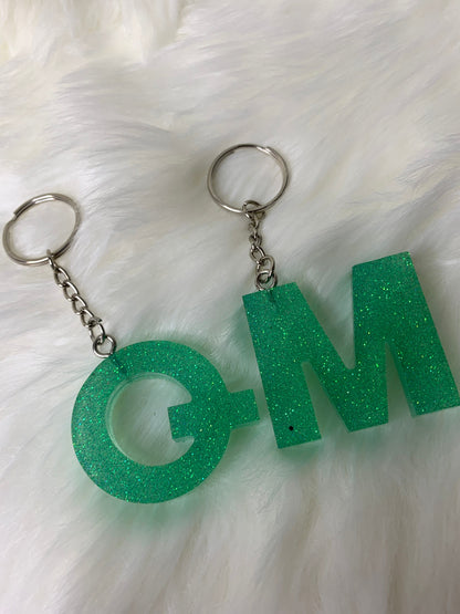 Sea Foam Green Letter Keychain