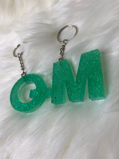 Sea Foam Green Letter Keychain