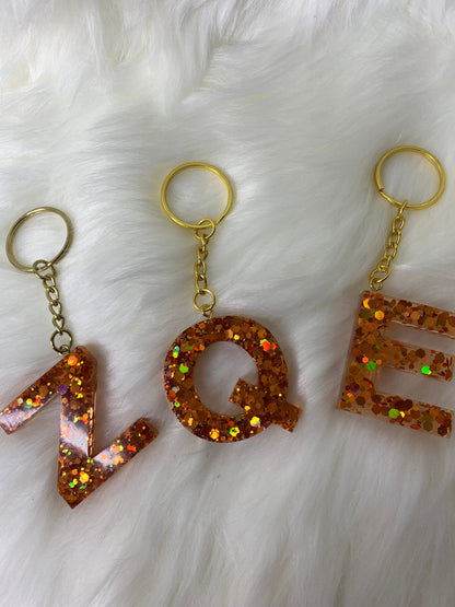 Chunky Orange Letter  Keychain