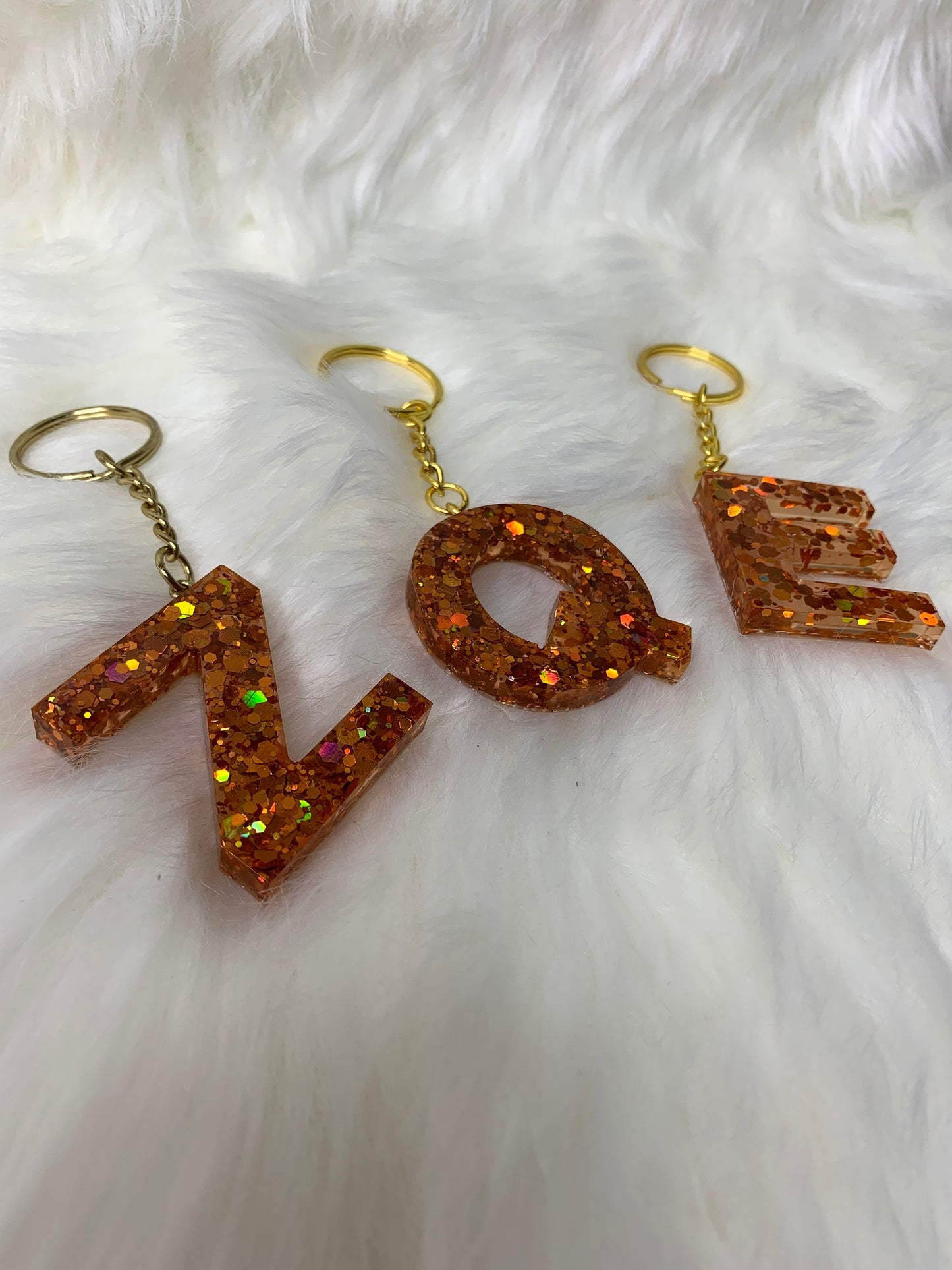 Chunky Orange Letter  Keychain