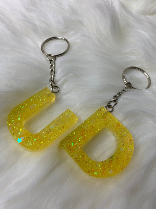 Neon Yellow Letter Keychain