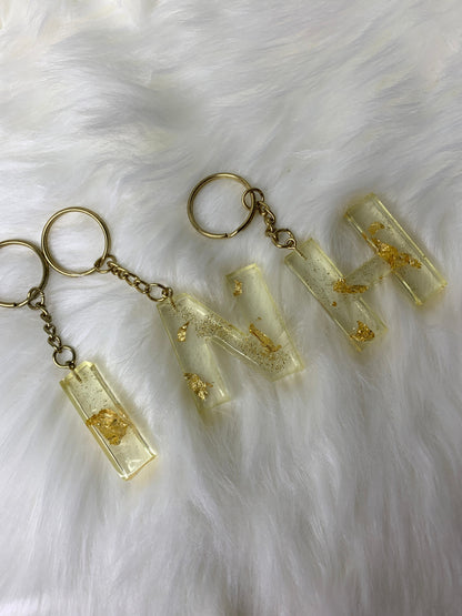 Gold Flake Letter Keychain