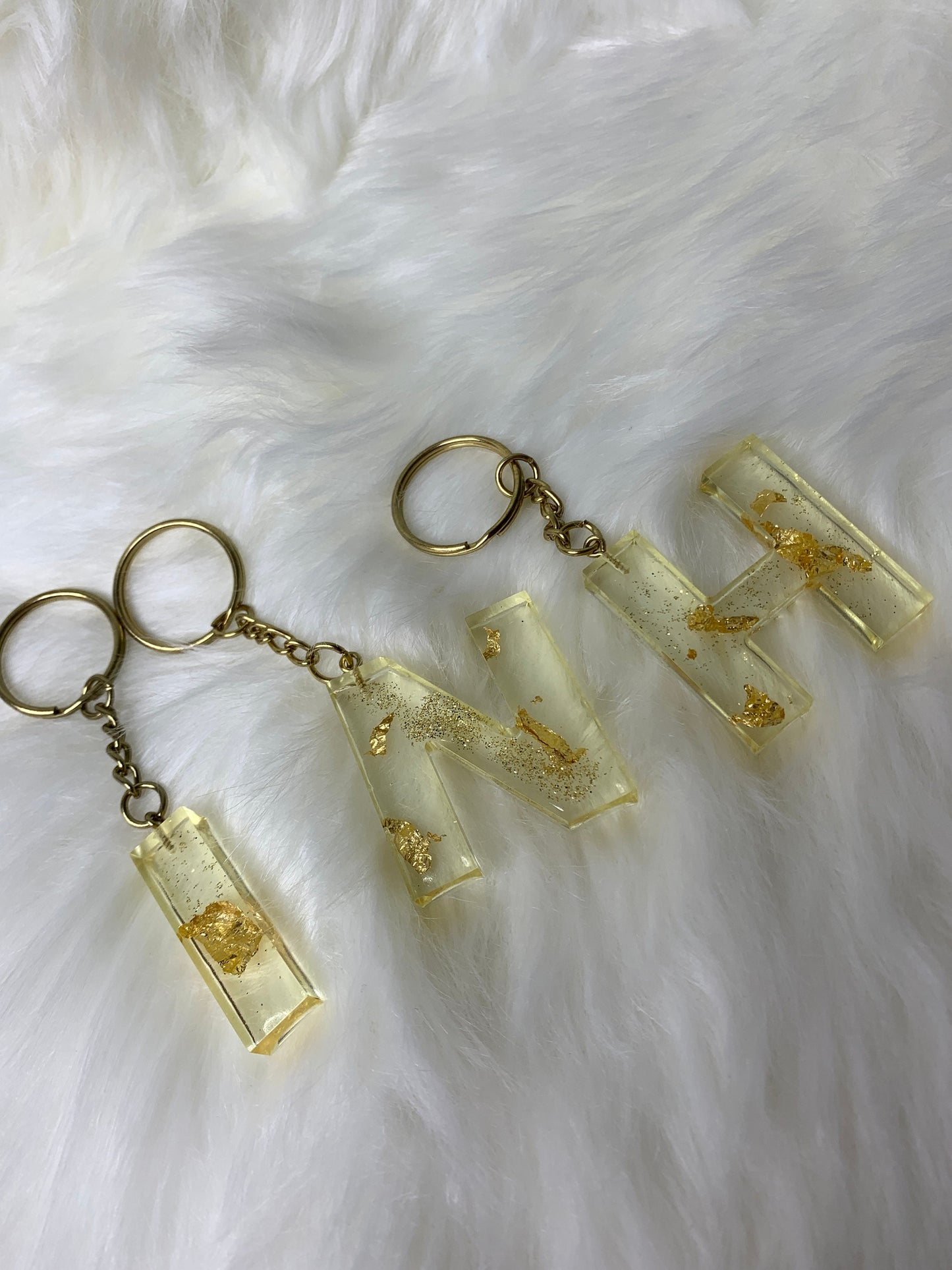 Gold Flake Letter Keychain