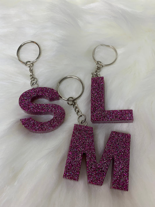 Dark Pink Letter Keychain