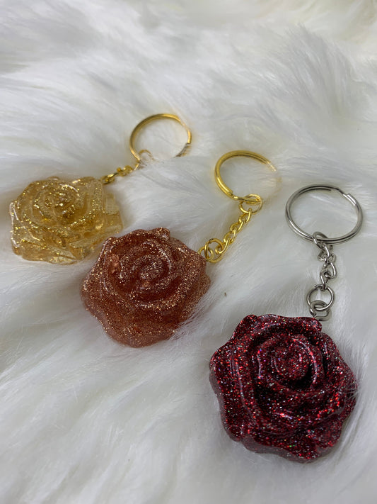 Red & Gold, Rose Gold Rose Keychain