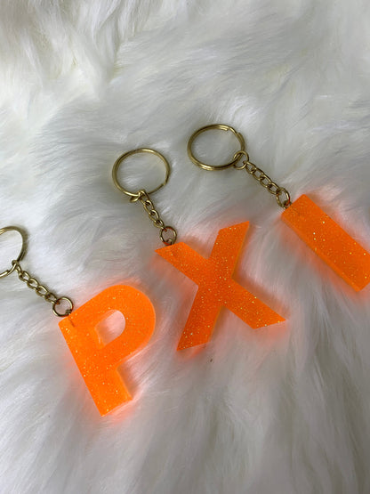 Neon Orange Letter Keychain