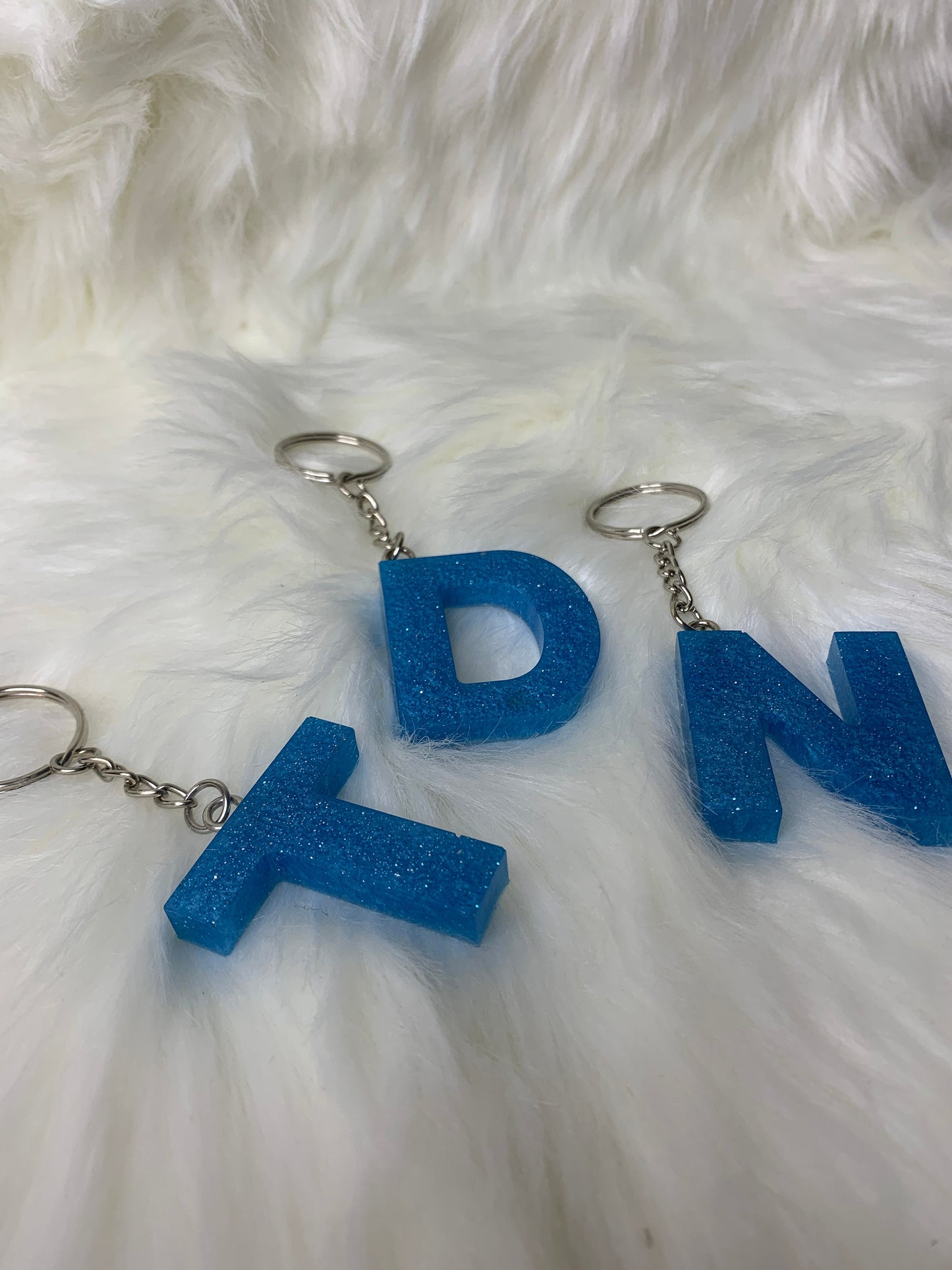 Light Blue Letter Keychain