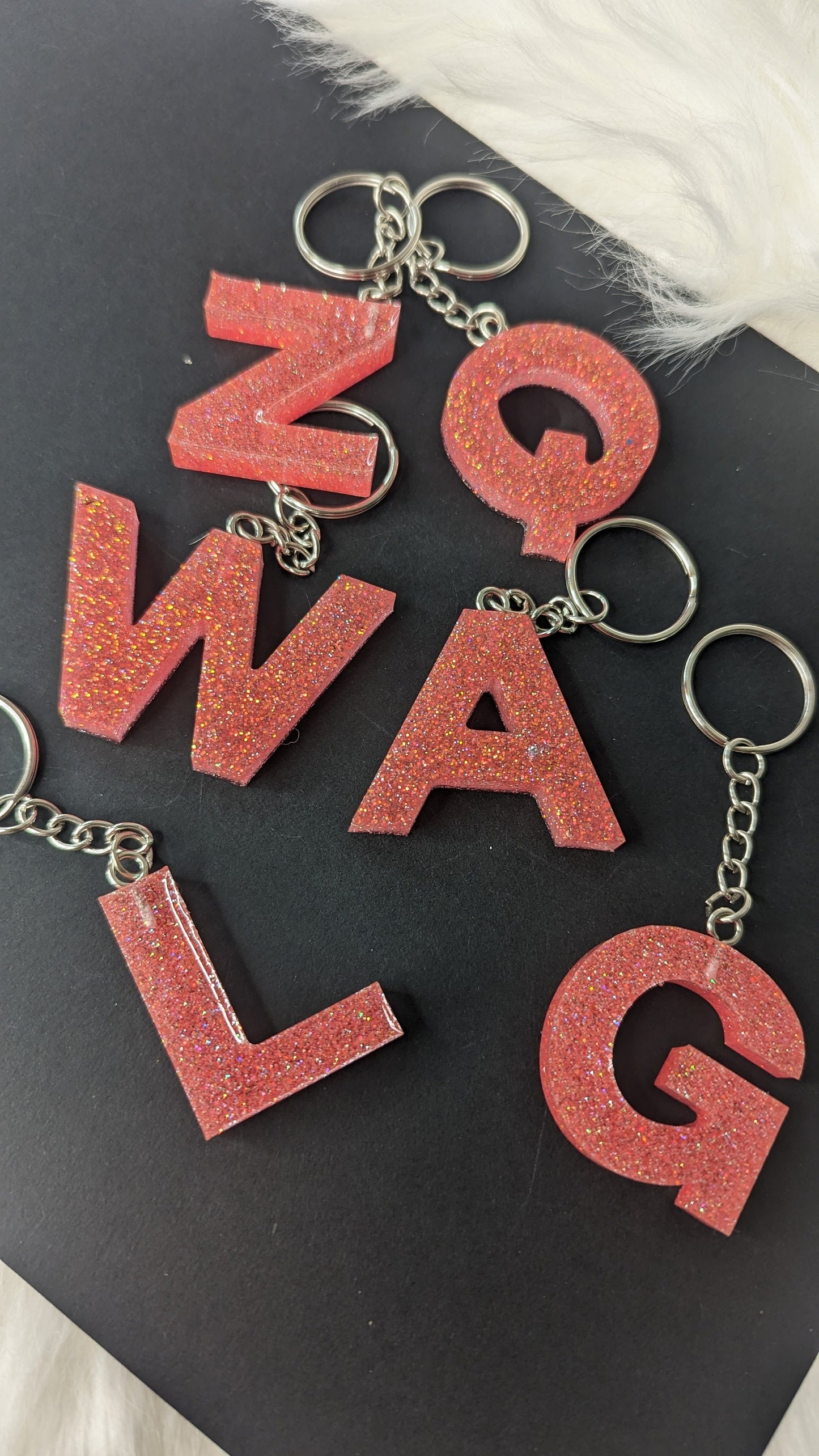 Neon Pink Letter Keychain