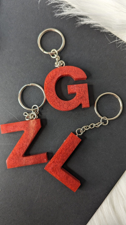 Dark Red Letter Keychain