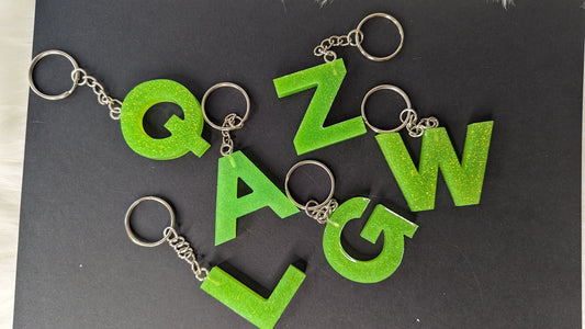 Lime Green Letter Keychain