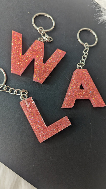 Neon Pink Letter Keychain