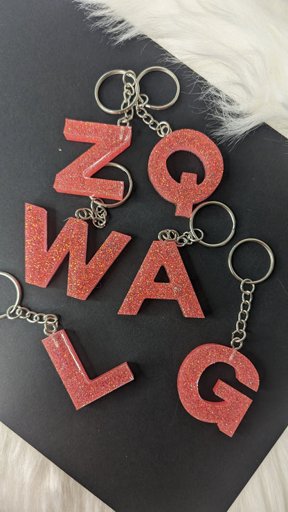 Neon Pink Letter Keychain