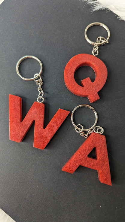 Dark Red Letter Keychain