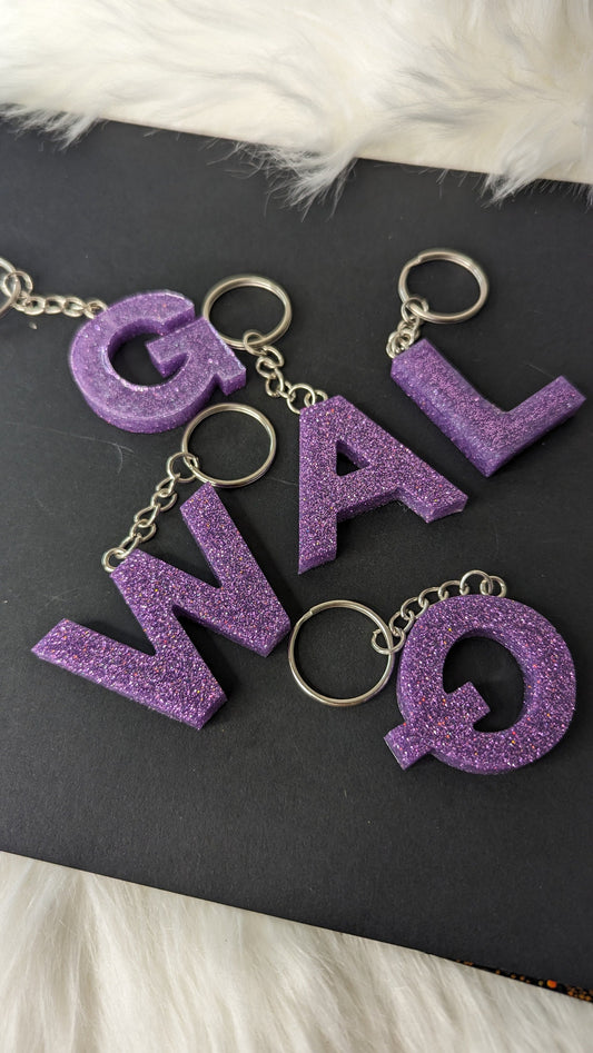 Lavender Letter Keychain