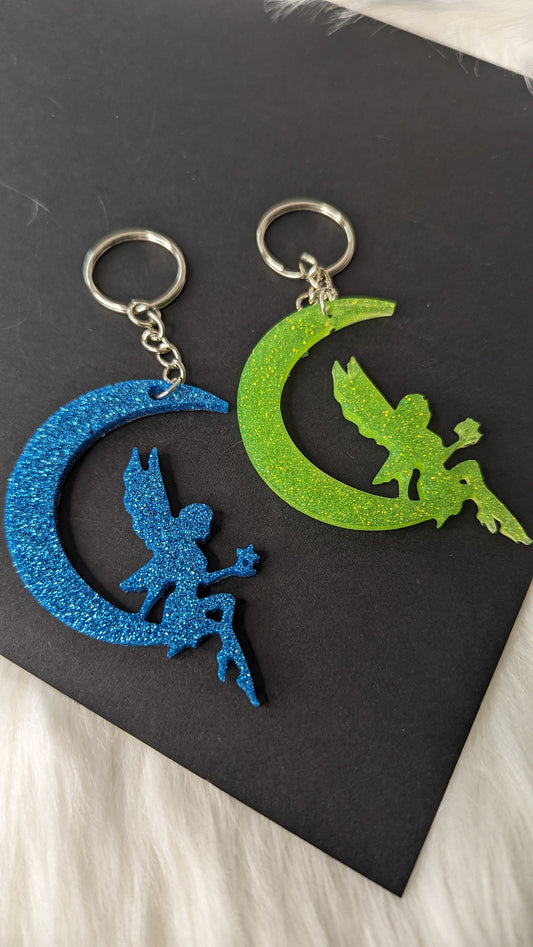 Fairy on a Moon Keychain